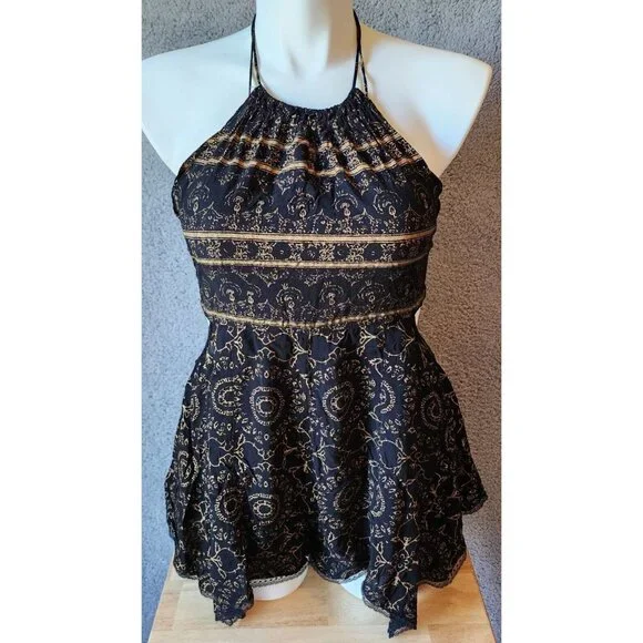 Intimately Free People Women's High Halter Neck Romper Playsuit Side Cutouts L - Picture 2 of 16